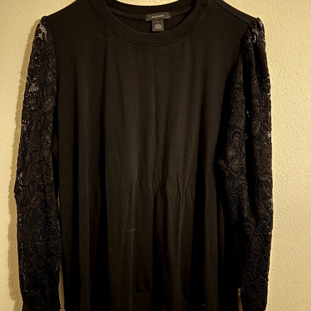 Black Halogen shirt lace sleeves